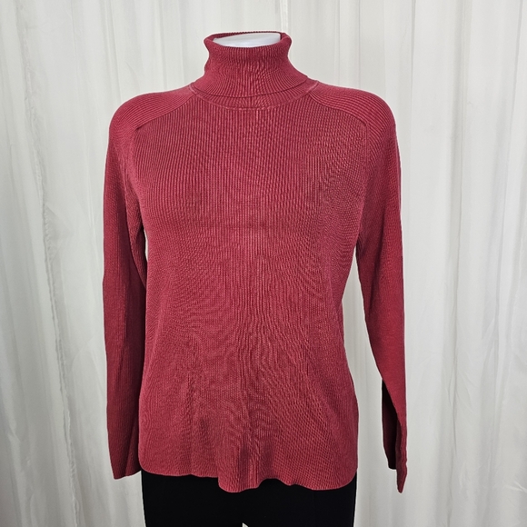 BELFORD Sweaters - Belford Saks Fifth Avenue Classic Ribbed Silk Turtleneck Sweater Deep Red XL